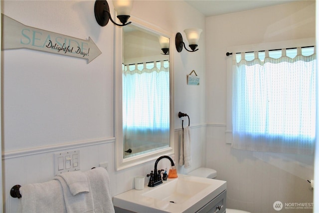 102 N 1st St, Pacific Beach, WA 98571 - bathroom featuring a wainscoted wall and vanity