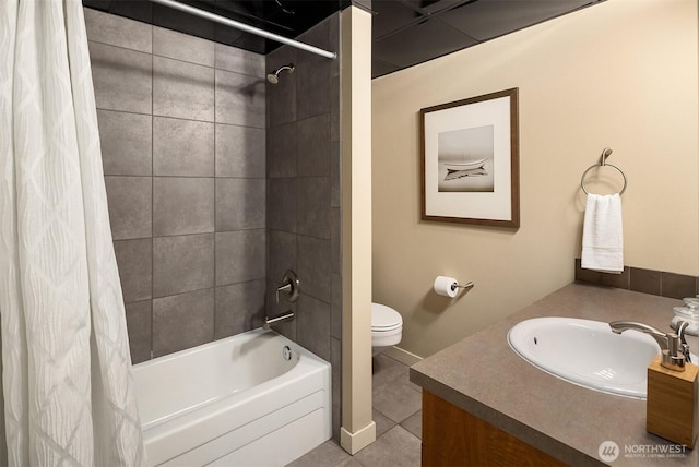 905 Cherry St Unit 101, Seattle, WA 98104 - bathroom featuring shower / bath combo, tile patterned floors, and vanity