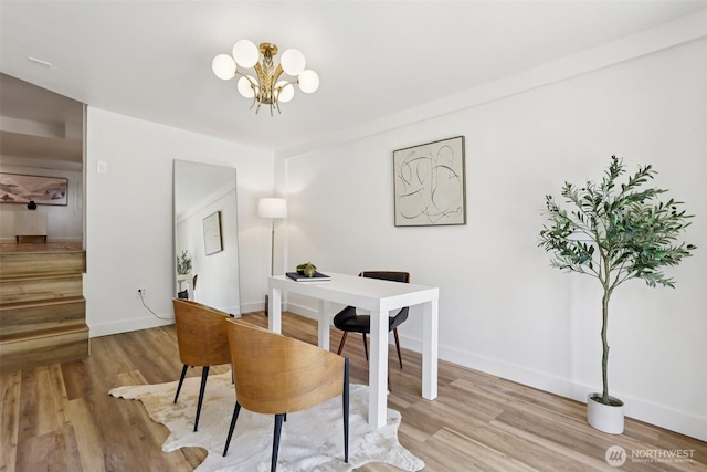 2233 2nd Ave W, Seattle, WA 98119 - office area featuring light wood-style floors and a chandelier