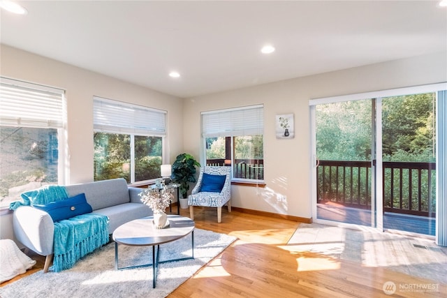 6 Nighthawk Cir, Bellingham, WA 98229 - living area with plenty of natural light, wood finished floors, and recessed lighting