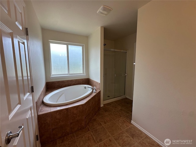 15328 104th Ave SE, Yelm, WA 98597 - full bath with a bath, a stall shower, and tile patterned floors