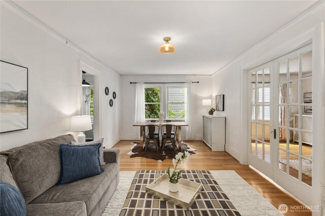 4725 15th Ave NE Unit 22, Seattle, WA 98105 - living area featuring ornamental molding and light wood-style flooring
