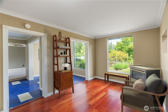 2717 Bench Dr, Aberdeen, WA 98520 - living area with ornamental molding, wood finished floors, and ceiling fan