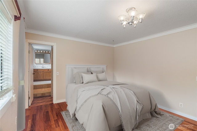 2717 Bench Dr, Aberdeen, WA 98520 - bedroom featuring a chandelier, wood finished floors, and crown molding