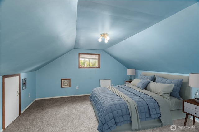 2717 Bench Dr, Aberdeen, WA 98520 - carpeted bedroom featuring lofted ceiling and baseboards