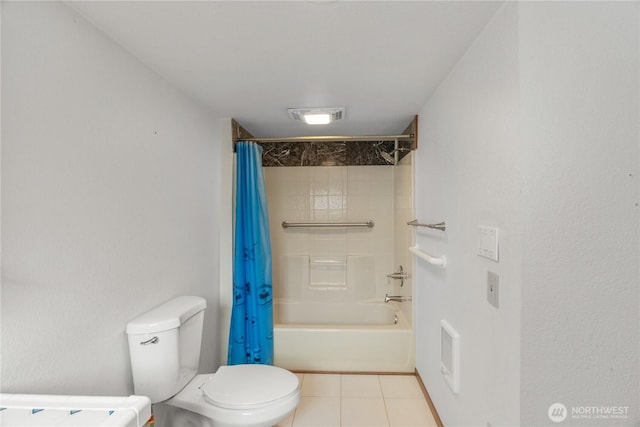 2717 Bench Dr, Aberdeen, WA 98520 - full bath with shower / bath combo with shower curtain, tile patterned flooring, and heating unit