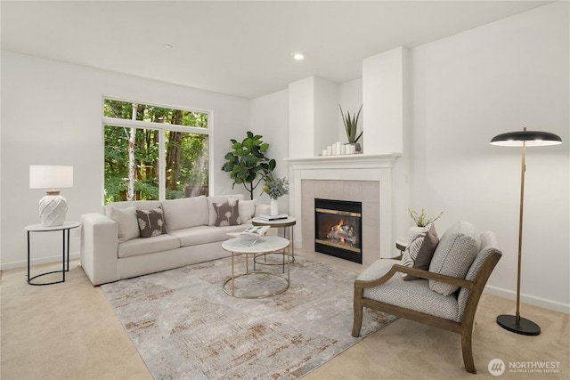 16760 128th Pl NE, Woodinville, WA 98072 - living room featuring carpet flooring and a tile fireplace