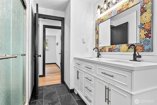 1668 Sapphire Trl, Bellingham, WA 98226 - full bath with double vanity and a shower with door