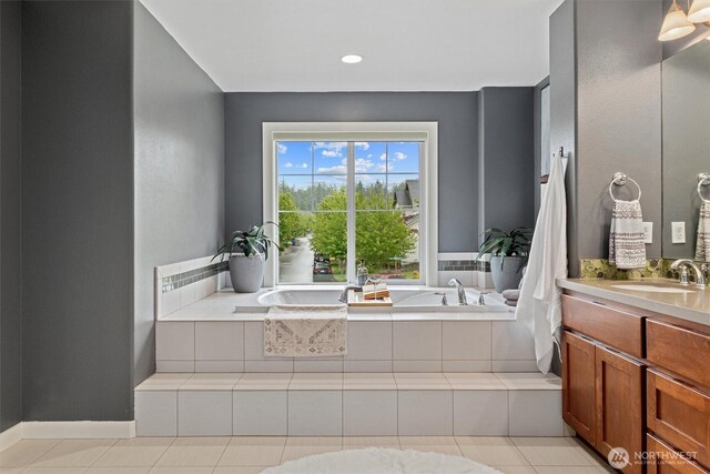 1635 Tannerwood Way SE, North Bend, WA 98045 - full bath with vanity, a garden tub, and tile patterned flooring