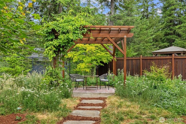 1635 Tannerwood Way SE, North Bend, WA 98045 - view of yard with a pergola and a patio