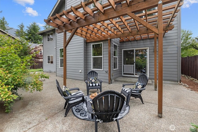 1635 Tannerwood Way SE, North Bend, WA 98045 - view of patio / terrace featuring a fire pit and a pergola