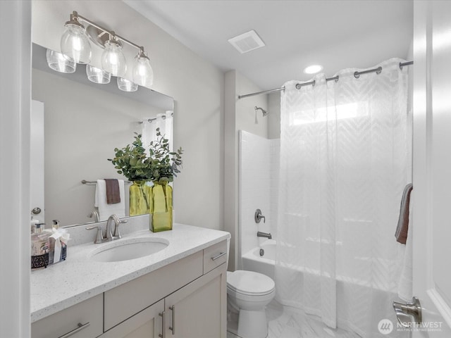 509 237th Pl SE Unit D, Bothell, WA 98021 - bathroom featuring marble look tiles, vanity, and shower / bath combination with curtain