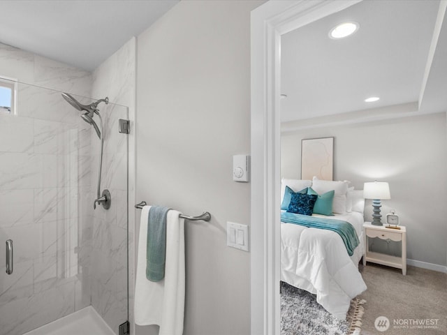 509 237th Pl SE Unit D, Bothell, WA 98021 - ensuite bathroom with a marble finish shower and recessed lighting