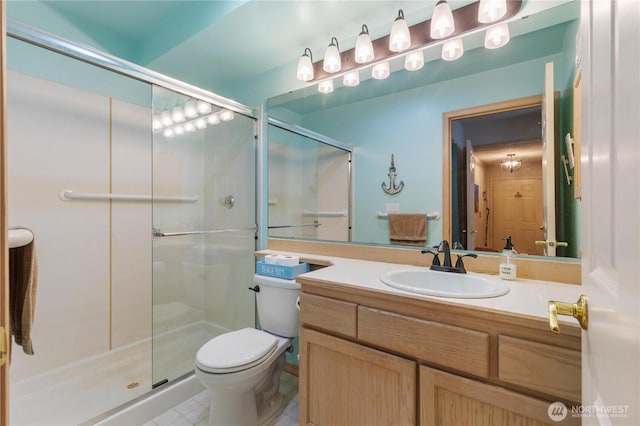 723 114th St SW Unit Y101, Everett, WA 98204 - full bathroom featuring vanity, a shower stall, and tile patterned floors