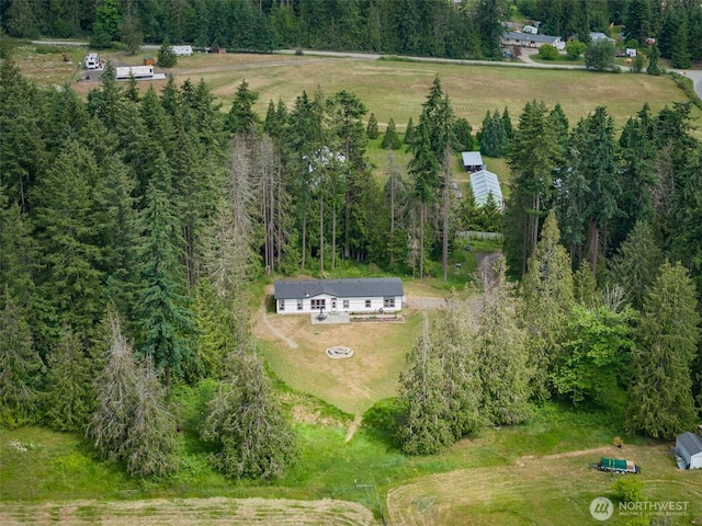 1966 Hooker Rd, Sequim, WA 98382 - aerial view of property and surrounding area featuring rural landscape and a forest