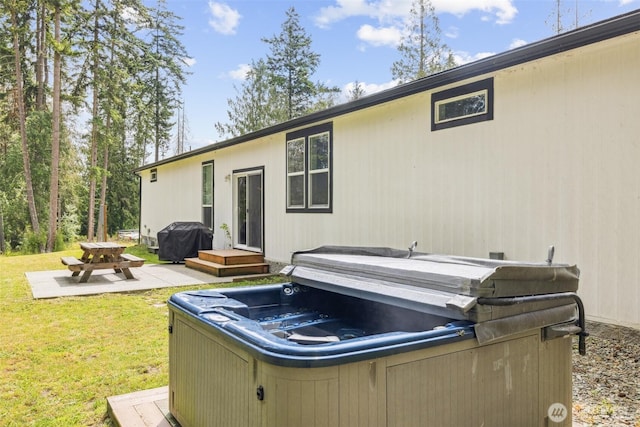 1966 Hooker Rd, Sequim, WA 98382 - view of patio featuring a hot tub and area for grilling