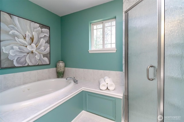 3112 87th Avenue Ct E, Edgewood, WA 98371 - bathroom featuring a garden tub and a stall shower