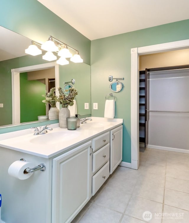 3112 87th Avenue Ct E, Edgewood, WA 98371 - bathroom with tile patterned flooring and double vanity