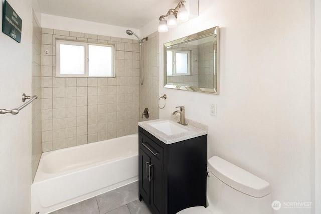 16204 Corliss Pl N, Shoreline, WA 98133 - full bath with vanity, bathtub / shower combination, healthy amount of natural light, and tile patterned flooring