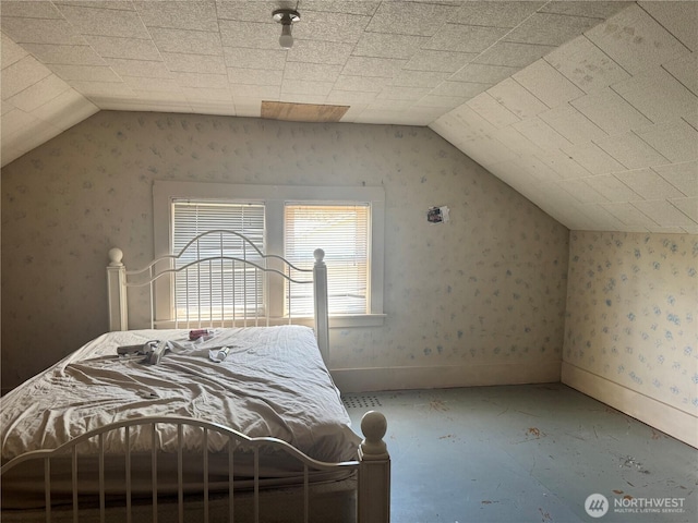 8 S Main St, Curlew, WA 99118 - bedroom featuring lofted ceiling and wallpapered walls