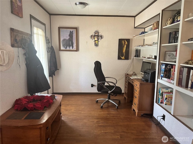 8 S Main St, Curlew, WA 99118 - office area featuring wood finished floors and crown molding