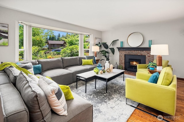 409 169th St SE, Bothell, WA 98012 - living room featuring a brick fireplace