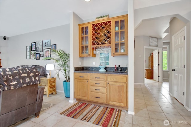 21414 137th Ave NE, Arlington, WA 98223 - indoor wet bar with light tile patterned flooring and arched walkways