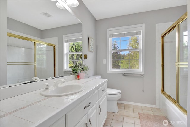 21414 137th Ave NE, Arlington, WA 98223 - full bathroom with vanity, tile patterned flooring, and shower / bath combination with glass door