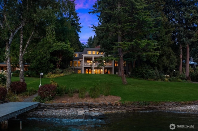 3639 Hunts Point Rd, Hunts Point, WA 98004 - back of house featuring a yard and a balcony