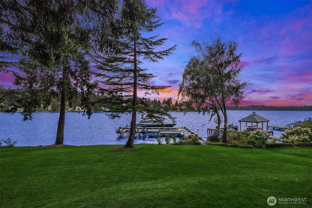 3639 Hunts Point Rd, Hunts Point, WA 98004 - dock with a yard and a water view