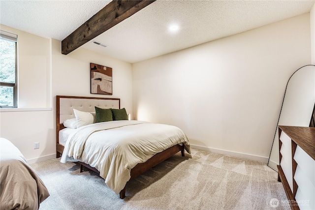 830 S 301st Pl, Federal Way, WA 98003 - bedroom featuring carpet flooring, beamed ceiling, and a textured ceiling