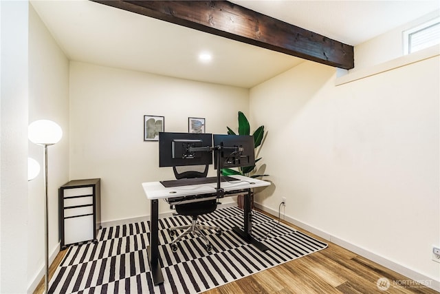 830 S 301st Pl, Federal Way, WA 98003 - office area featuring beamed ceiling and wood finished floors