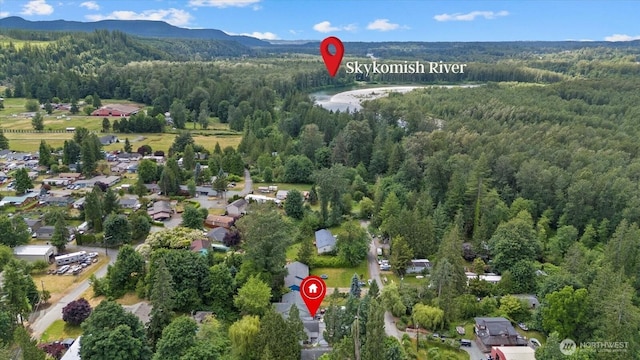 35728 157th Pl SE, Sultan, WA 98294 - aerial overview of property's location with a heavily wooded area and mountains
