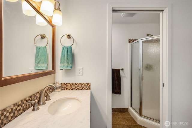 23318 3rd Pl W, Bothell, WA 98021 - bathroom featuring a shower stall, vanity, and tile patterned floors