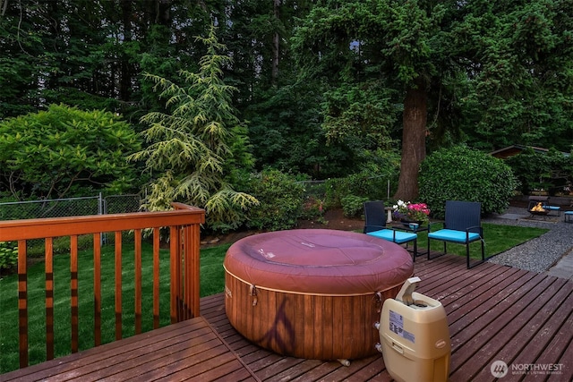 23318 3rd Pl W, Bothell, WA 98021 - wooden terrace featuring a fenced backyard and a hot tub