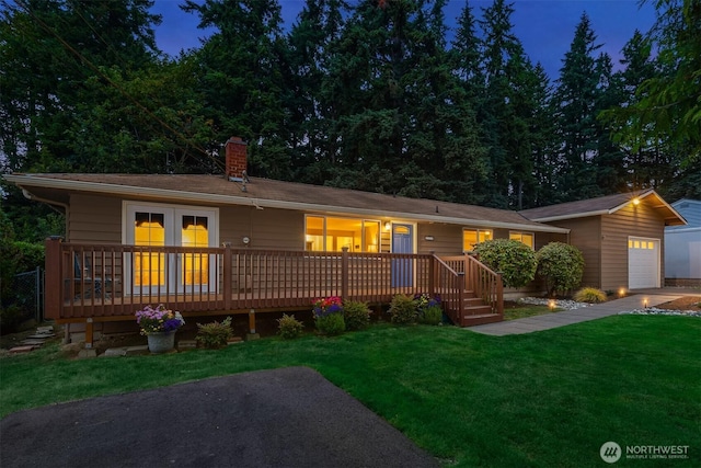 23318 3rd Pl W, Bothell, WA 98021 - ranch-style home with a chimney, an outdoor structure, and a front yard