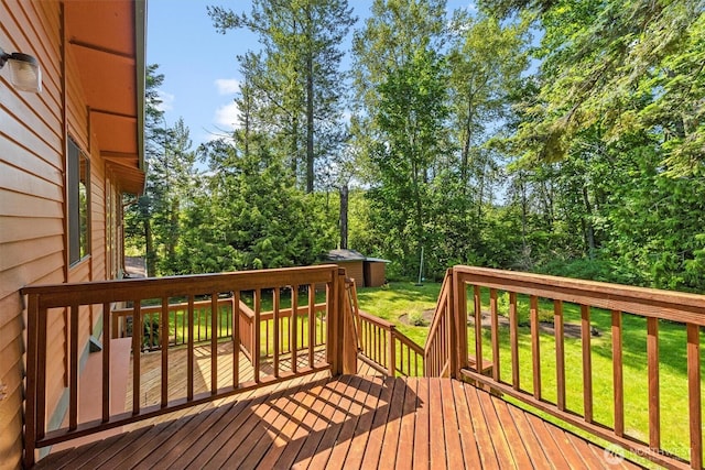 3909 Fielding Ave, Bellingham, WA 98229 - wooden terrace with a lawn and an outdoor structure