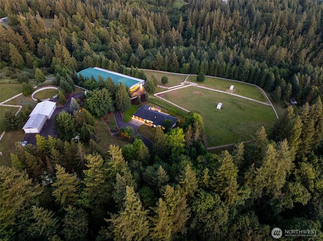 aerial view of property's location featuring a forest and property boundaries highlighted