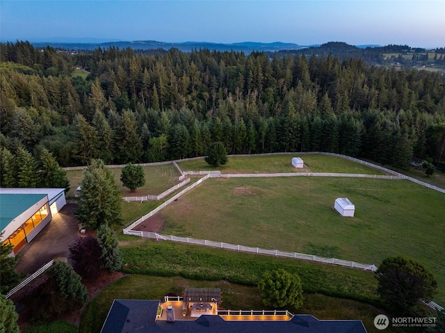 aerial view of a heavily wooded area