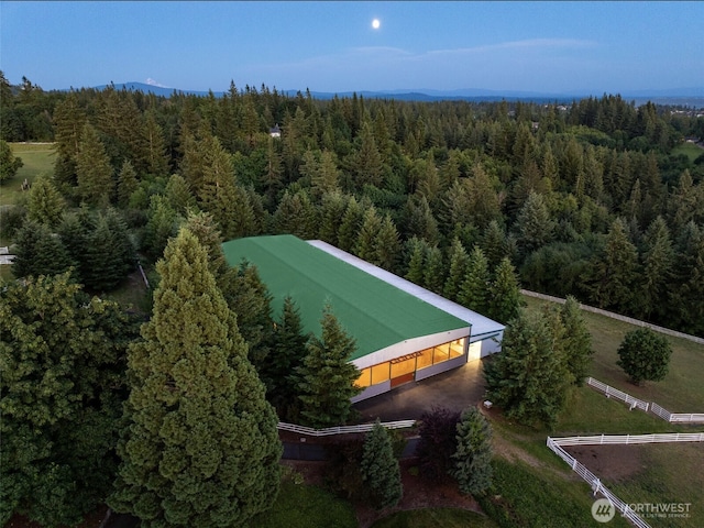 drone / aerial view of a heavily wooded area