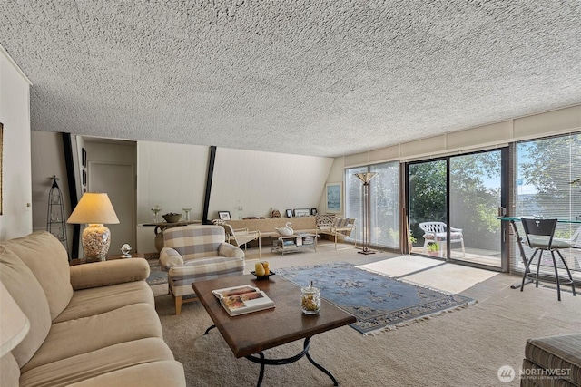 4925 Goodpiper Ln, Freeland, WA 98249 - carpeted living area featuring a textured ceiling