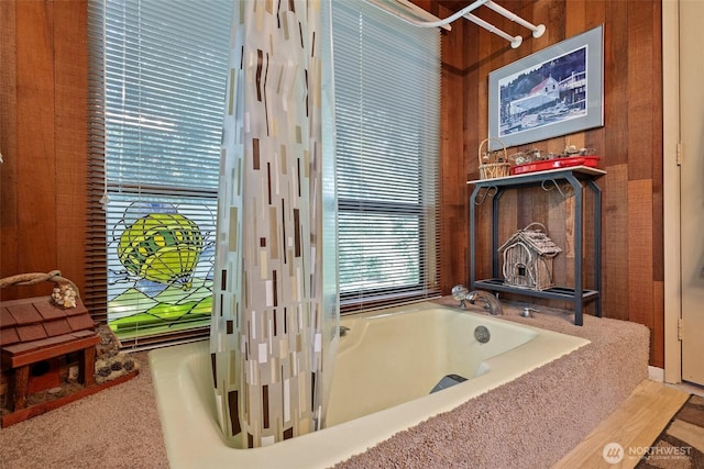 4925 Goodpiper Ln, Freeland, WA 98249 - full bathroom with a tub and wooden walls