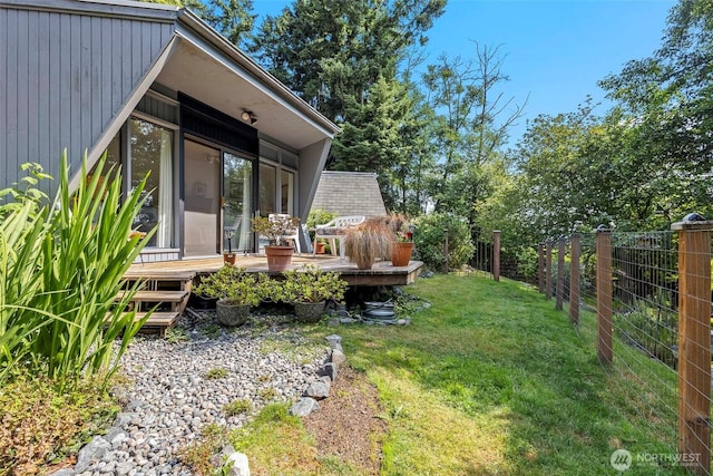 4925 Goodpiper Ln, Freeland, WA 98249 - view of yard featuring a wooden deck and a sunroom