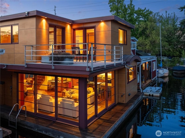 2339 Fairview Ave E Unit L, Seattle, WA 98102 - back of house featuring boat lift and a balcony