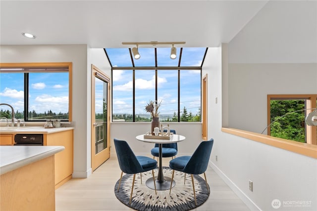4811 Somerset Dr SE, Bellevue, WA 98006 - dining area featuring light wood-style flooring, track lighting, and recessed lighting
