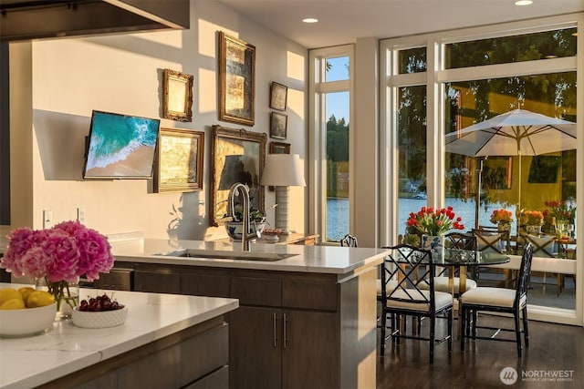 3611 Hunts Point Rd, Hunts Point, WA 98004 - bar with dark wood-type flooring and recessed lighting