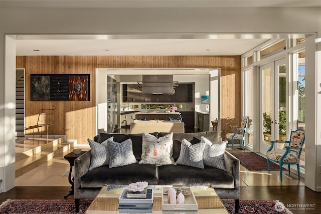 3611 Hunts Point Rd, Hunts Point, WA 98004 - living room with wood walls