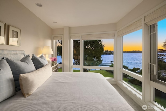 3611 Hunts Point Rd, Hunts Point, WA 98004 - bedroom with a water view and multiple windows