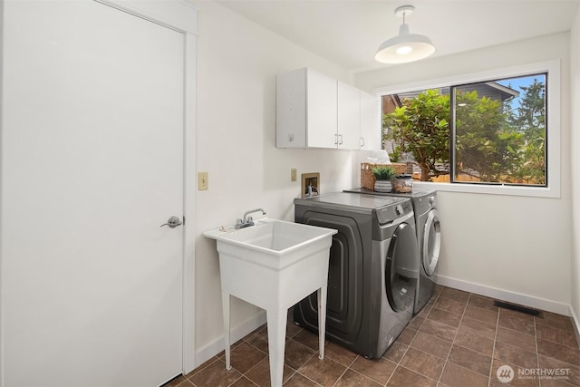 13063 SE 47th Pl, Bellevue, WA 98006 - washroom with cabinet space and washer and dryer