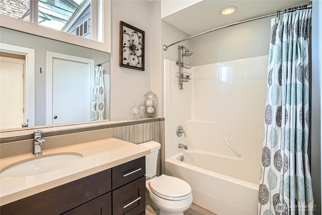 9544 3rd Ave NW, Seattle, WA 98117 - full bathroom with shower / tub combo with curtain, vanity, and wainscoting